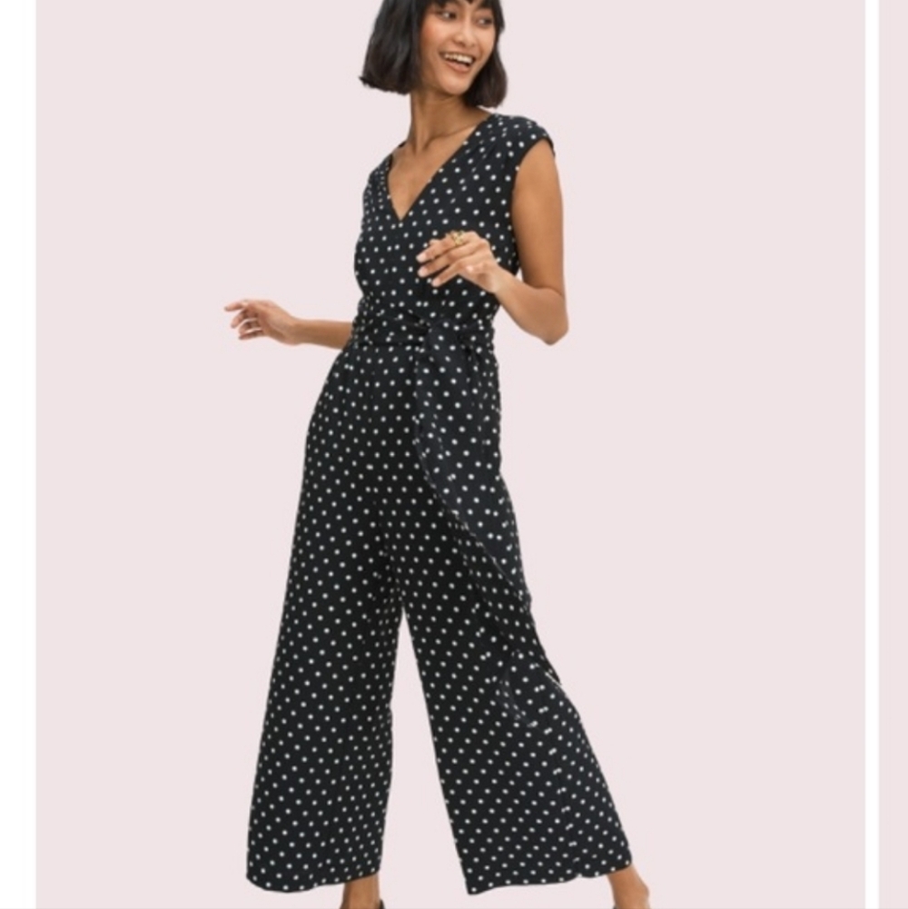 Kate Spade Polka Dot Wide-Leg Jumpsuit - Black